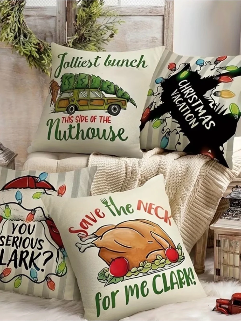 Christmas Vacation Quote Throw Pillow Covers - Choose your favorite 18 x 18